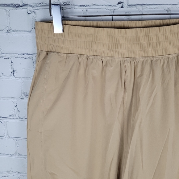 ZYIA | Work Flow tan high waist lightweight crop flowy wide leg gaucho pants - Picture 2 of 7